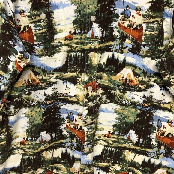 Daniel Cremieux All Over Print Fish Camping Western Button Front Flannel Sz XL - Picture 9 of 12